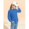 Haloumoning Girls Long Sleeve Shirts Kids Fashion Crewneck Tunic Tops Curved Hem Tees 7-14 Years(Royal Blue)