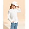 Haloumoning Girls Long Sleeve Shirts Kids Fashion Crewneck Tunic Tops Curved Hem Tees 7-14 Years(White)