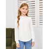 Haloumoning Girls Long Sleeve Shirts Kids Fashion Crewneck Tunic Tops Curved Hem Tees 7-14 Years(White)