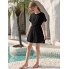 Haloumoning Girls Swim Cover Up Kids Summer Printed Short Sleeve Swimsuit Coverup Beach Bathing Suit Swimwear 5-14Y(Z1- Black)