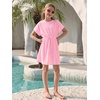Haloumoning Girls Swim Cover Up Kids Summer Printed Short Sleeve Swimsuit Coverup Beach Bathing Suit Swimwear 5-14Y(Z1- Pink)