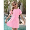Haloumoning Girls Swim Cover Up Kids Summer Printed Short Sleeve Swimsuit Coverup Beach Bathing Suit Swimwear 5-14Y(Z1- Pink)
