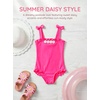 Haloumoning Toddler Baby Girl One Piece Swimsuit Kids Daisy Swimwear Summer Beach Bathing Suit 9M-8Y(Rose Red)