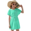 Haloumoning Girls Swim Cover Up Kids Summer Printed Short Sleeve Swimsuit Coverup Beach Bathing Suit Swimwear 5-14Y(Z1- Mint Green)