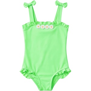 Haloumoning Toddler Baby Girl One Piece Swimsuit Kids Daisy Swimwear Summer Beach Bathing Suit 9M-8Y(Fluorescent Green)