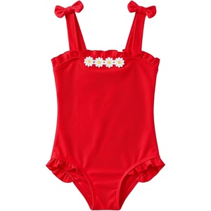 Haloumoning Toddler Baby Girl One Piece Swimsuit Kids Daisy Swimwear Summer Beach Bathing Suit 9M-8Y(Red)