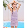 Haloumoning Girls Sleeveless Crochet Swimsuit Cover Up Kids Summer Hollow Out Knitted Beach Dress 7-14 Years(Light Purple)