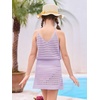 Haloumoning Girls Sleeveless Crochet Swimsuit Cover Up Kids Summer Hollow Out Knitted Beach Dress 7-14 Years(Light Purple)