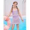Haloumoning Girls Sleeveless Crochet Swimsuit Cover Up Kids Summer Hollow Out Knitted Beach Dress 7-14 Years(Light Purple)