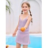 Haloumoning Girls Sleeveless Crochet Swimsuit Cover Up Kids Summer Hollow Out Knitted Beach Dress 7-14 Years(Light Purple)