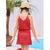 Haloumoning Girls Sleeveless Crochet Swimsuit Cover Up Kids Summer Hollow Out Knitted Beach Dress 7-14 Years(Red)