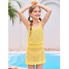 Haloumoning Girls Sleeveless Crochet Swimsuit Cover Up Kids Summer Hollow Out Knitted Beach Dress 7-14 Years(Yellow)