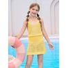 Haloumoning Girls Sleeveless Crochet Swimsuit Cover Up Kids Summer Hollow Out Knitted Beach Dress 7-14 Years(Yellow)