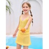 Haloumoning Girls Sleeveless Crochet Swimsuit Cover Up Kids Summer Hollow Out Knitted Beach Dress 7-14 Years(Yellow)