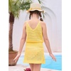 Haloumoning Girls Sleeveless Crochet Swimsuit Cover Up Kids Summer Hollow Out Knitted Beach Dress 7-14 Years(Yellow)