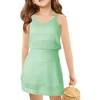 Haloumoning Girls Sleeveless Crochet Swimsuit Cover Up Kids Summer Hollow Out Knitted Beach Dress 7-14 Years(Mint Green)